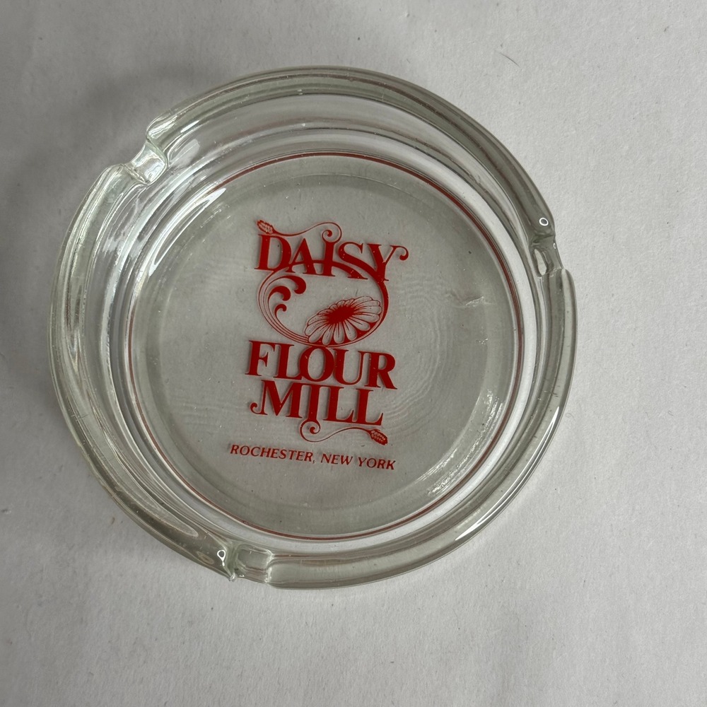 Vintage Daisy Flour‎ Mill Rochester New York Clear Glass Round Ashtray